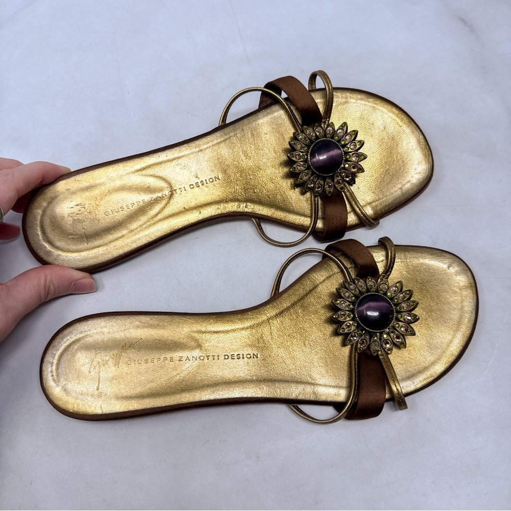 Giuseppe Zanotti Vicini Vintage Y2K Strappy Sun Flat Slide Mule Sandal Shoe 37.5 - Picture 6 of 11